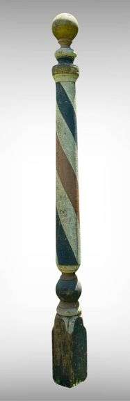 LARGE Antique Wooden Barber Pole with Original Paint