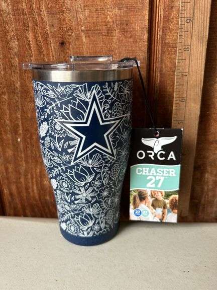 Orca Chaser 27 oz. Stainless Steel U.S.A. Made Tumbler Cup Dallas Cowboys Floral Sketch