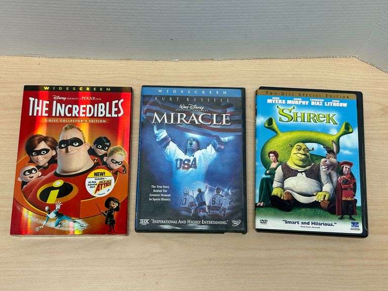 The Incredibles, Shrek, and Miracle (Disney/Pixar, DreamWorks, Disney Sports)