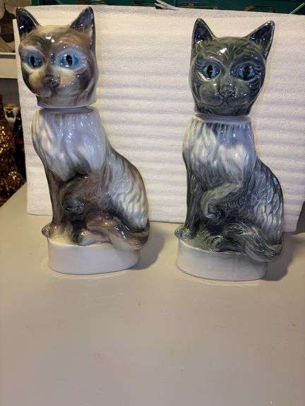 2 Large Jim Beam Cat Decanters