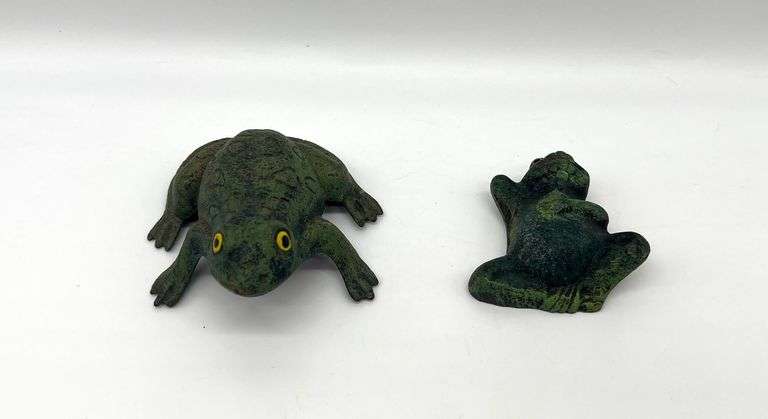 Painted Cast Iron Frog Figures