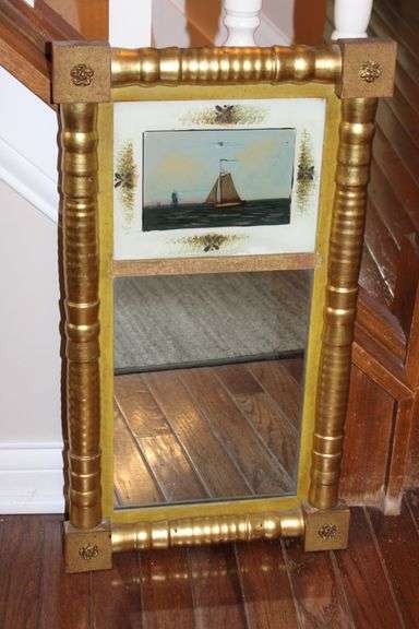 Reverse Painted Gilt Mirror