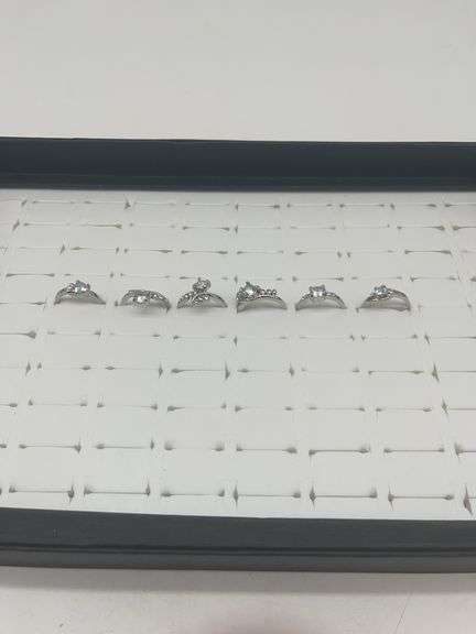 Silver-Toned Costume Jewelry Rings, Size 7-1/4