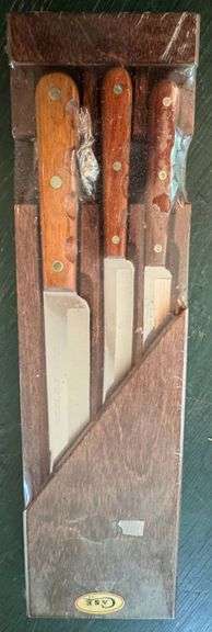 NEW CASE XX Stainless Steel Knife Set with Wooden Handles and Storage Block