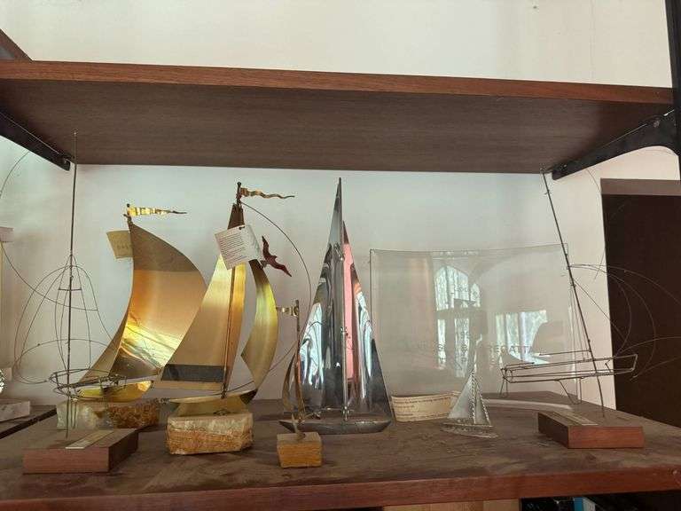 Boat-Themed Metal Sculptures and Sandusky Bay Regatta Plaque