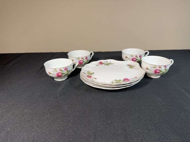 Vintage Japan China Tea Cups & Saucers – Pink Rose Pattern