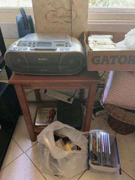 Stand, Sony Cassette / Disc Player w/ CDs & Cassettes