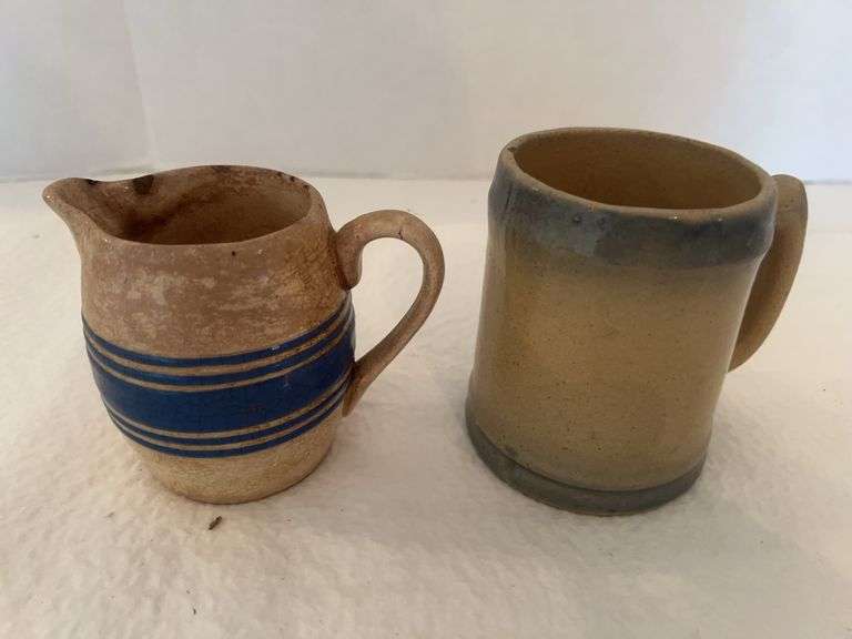 Antique Stoneware Mug & Creamer