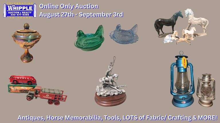 Online Only Auction: Horse Memorabilia, Tools, LOTS of Fabric / Crafting & More