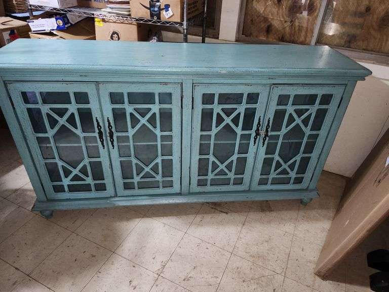 Wood Tv Stand Glass Doors 72"X17.5"X39.5"