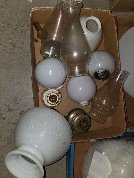Large lot of hurricane shades, globe shades
