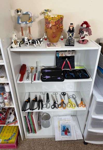 Bookshelf, Quilting Scissors, & More