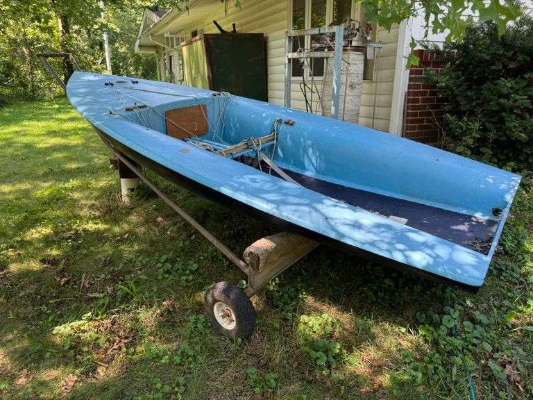11-Foot Fiberglass Sailboat with Dolly