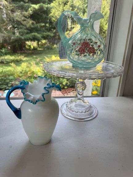Vintage Heisey Cake Plate and Fenton