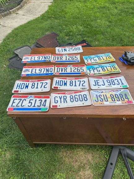 12 Ohio License Plates with Various Designs