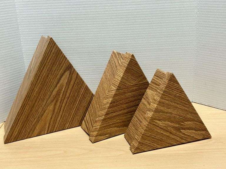 Set of 3 Nesting Pyramid-Shaped Wooden Boxes - Auction Ohio