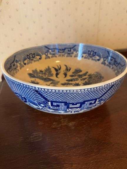 Antique Delft Bowl (small chip) Along with Hummingbirds Teapot & Creamer