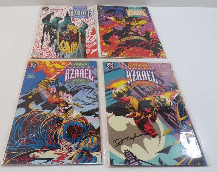 Lot of (4) DC Batman Sword of Azrael Autographed Comic Books