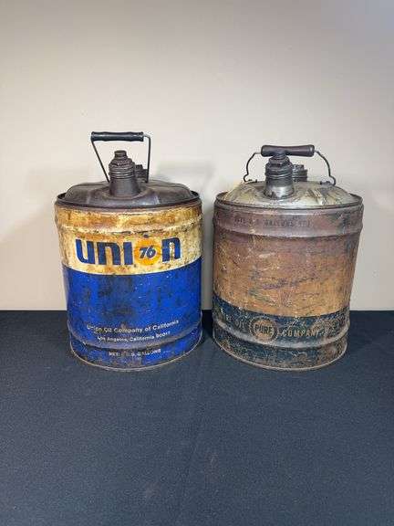 Vintage Union 76 & Pure Oil Company 5-Gallon Oil Cans