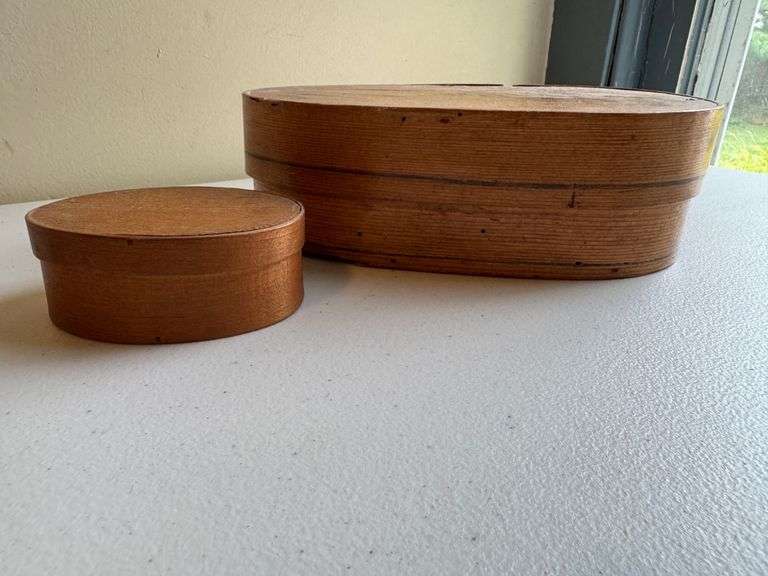 Two Bentwood Oval Boxes With Lapped Finger Joints