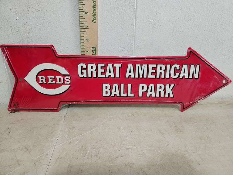 Metal Reds Great American Ball Park Sign 20''X5.75'' In Plastic