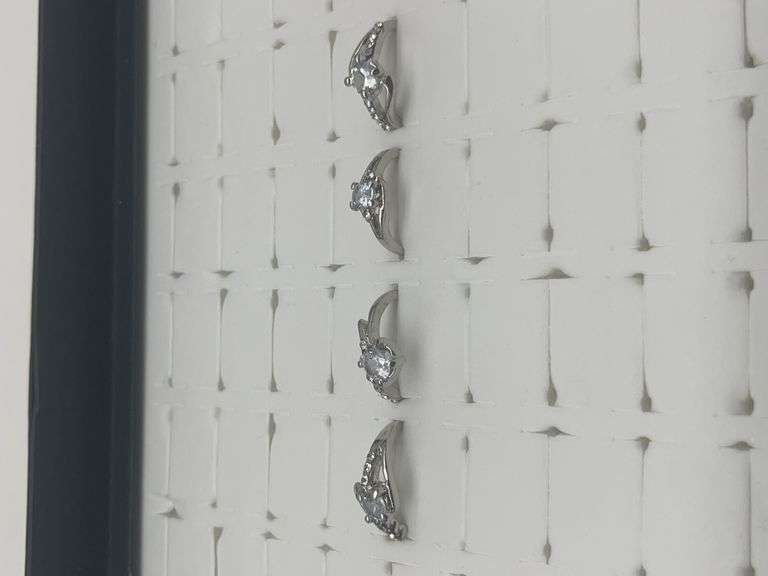 New Silver-Toned Costume Rings, Size 6-1/2, with Clear Accent Stones