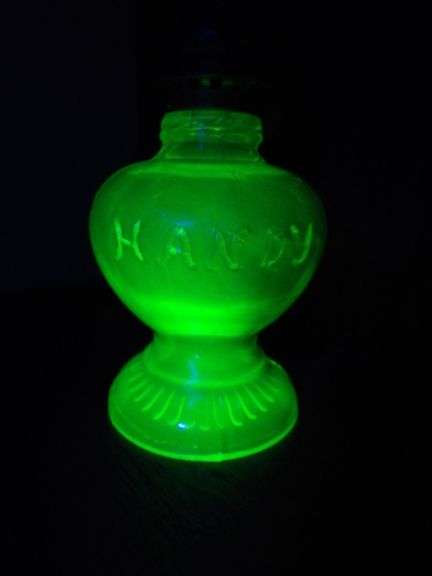 Uranium Glass Hurricane Lamp