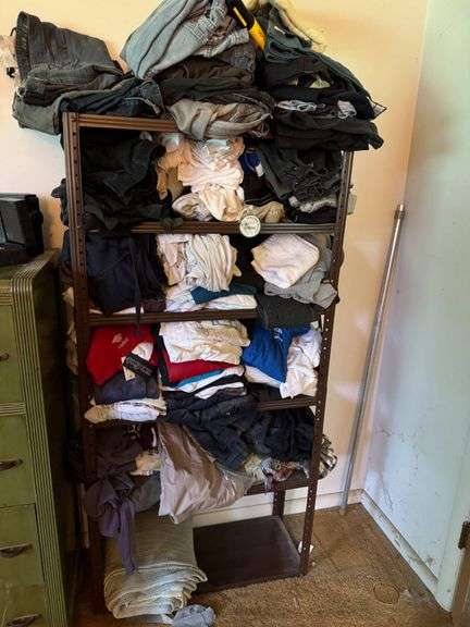 Metal Storage Rack With Mixed Clothing Collection