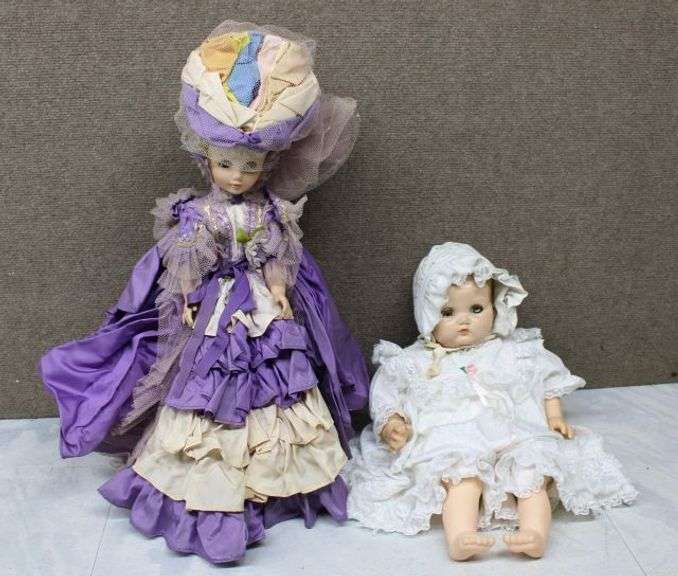 Vintage Dolls Including Ideal Doll and Victorian-Style Display Figure