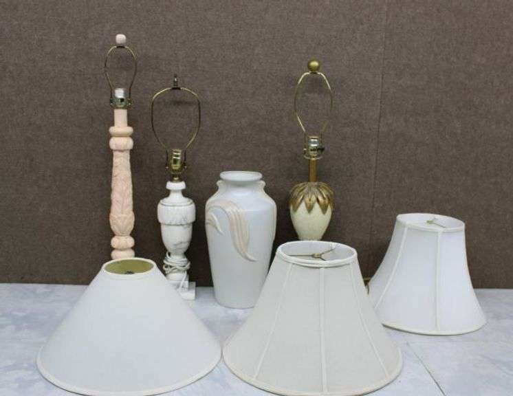 Table Lamps, Shades, Vase