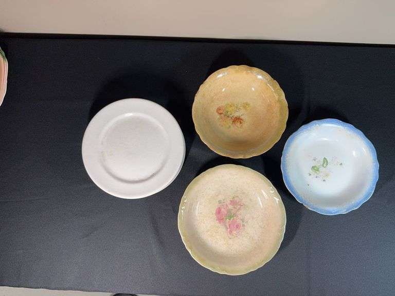 Vintage Bowls/Plates – Floral & Pastel Tones, Unmarked