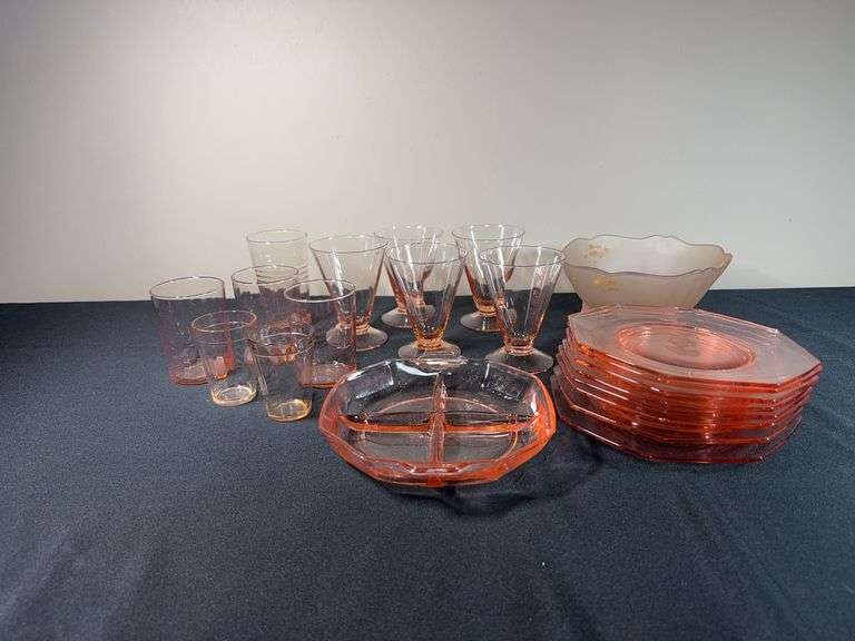 Collection of Pink Depression Glassware