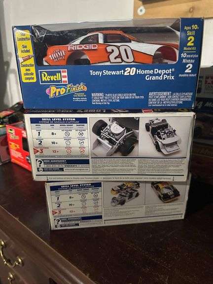 Three Revell NASCAR Model Kits: Tony Stewart, Mike Skinner, and Ward