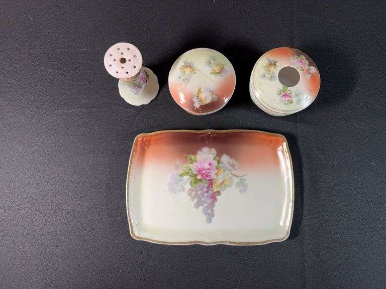 Hand-Painted Porcelain Vanity/Dresser Set – Made in Germany