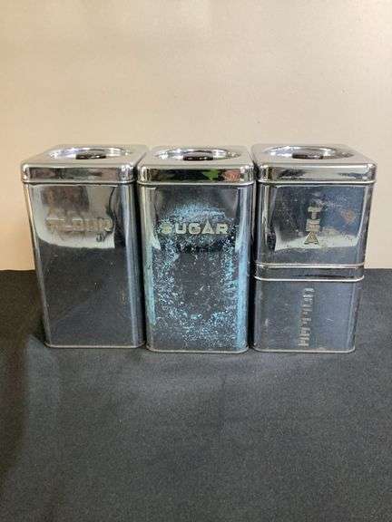 Vintage Beautiware Chrome Canister Set – Flour, Sugar, Tea & Coffee