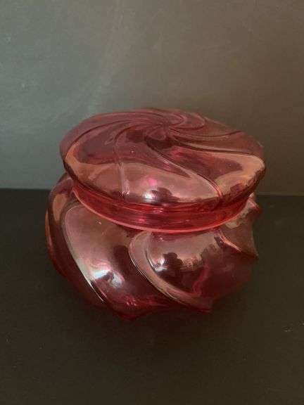 Fenton Cranberry Dresser Jar