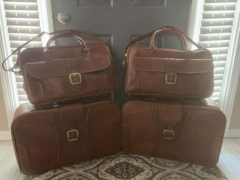 4 Piece Vintage Leather Luggage