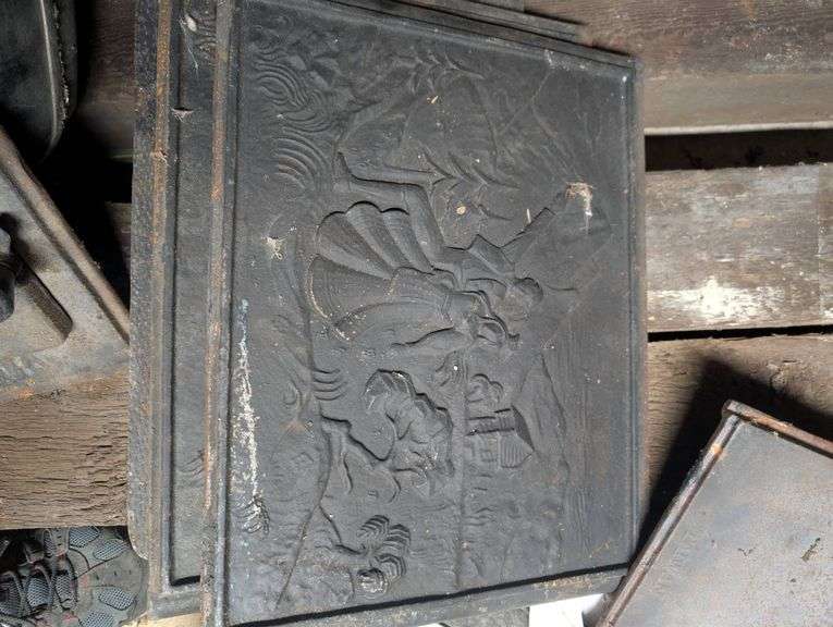 Cast Iron Fireplace Cover with Embossed Scenic Design