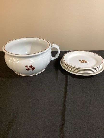 Alfred Meakin Royal Ironstone China Chamber Pot & Plate Set – England