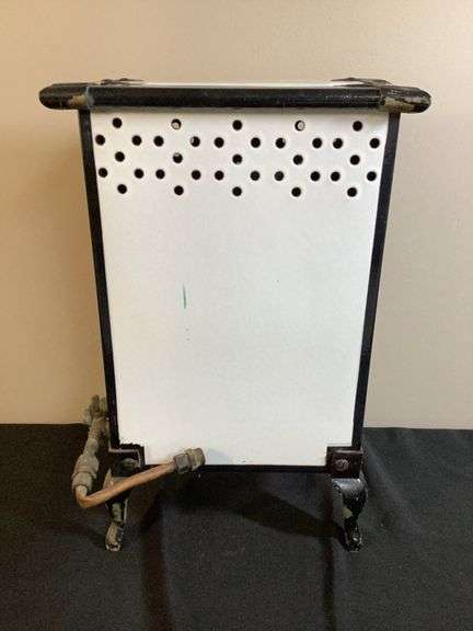 Vintage Enamel Gas Heater on Cast Iron Legs