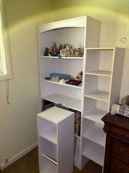 White Freestanding Shelves in Varying Sizes