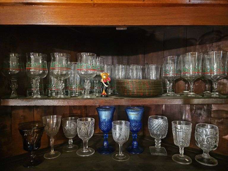 Two Shelves of Glassware