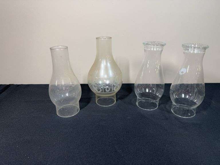 Lot of 4 Vintage Glass Lamp Chimneys