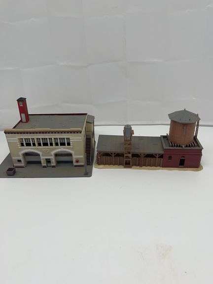 HO Scale Model Firehouse and Water Tower Buildings