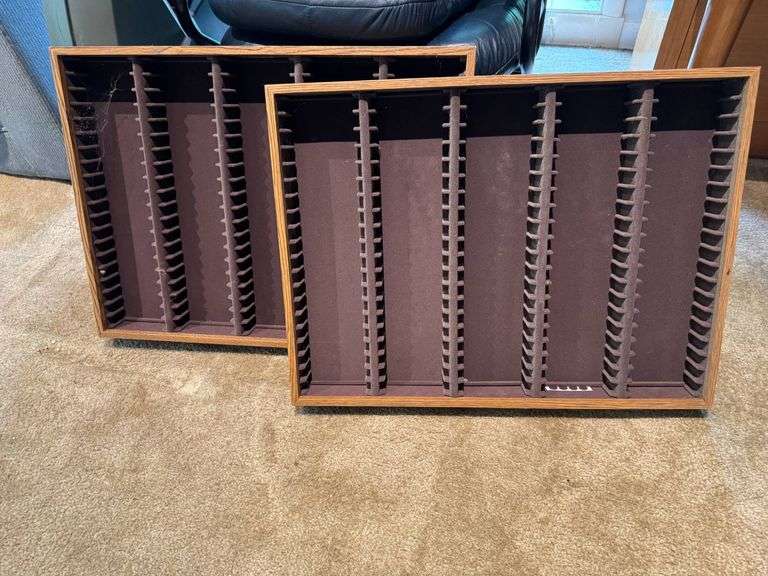 Wooden Display Cases with Felt-Lined Compartments