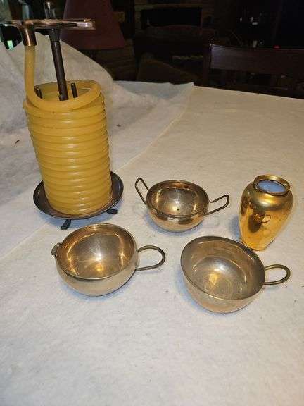 Creamer, Sugar, Brass, Candle (Occupied Japan)
