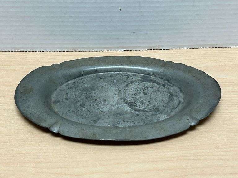 Crescent Pewter Oval Tray – 1810 Mark, 9-1/8"L