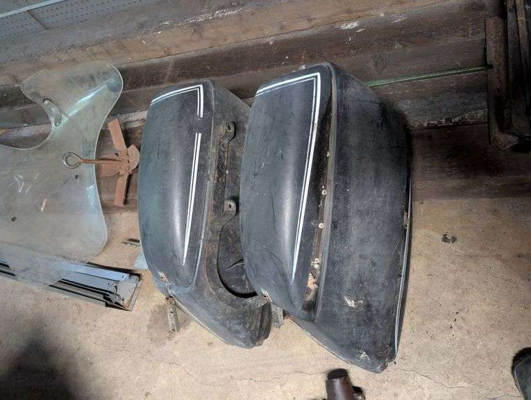 Vintage Motorcycle Hard Saddlebags with Mounting Hardware