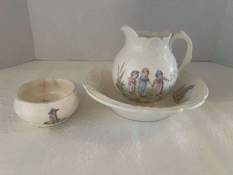 Antique Child's Pitcher & Bowls