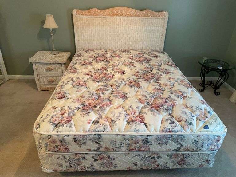 Wicker Bed & Nightstand